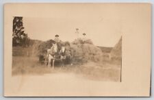 RPPC Farming Scene Women Farmers On Hay Wagon Photo c1910 Postcard S21 picture