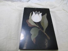 ANTIQUE VICTORIAN PIETRA-DURA FLOWER TILE PLAQUE SUPER NICE QUALITY EARHORE picture