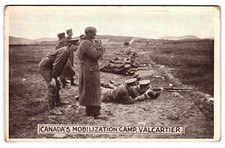 Canada's Mobilization Camp Valcartier Quebec WWI Soldiers Rifles Postcard picture