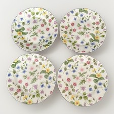 Vintage Set 4 Queen’s Country Meadow Bone China 8 1/4” Dessert Tea Plates Fine picture