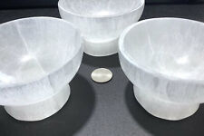 Selenite Crystal Bowl with Pedestal - Carved Gemstone Polished Stone Dish picture