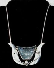 Vintage 80's Sterling Silver 925 Rachel Gera Necklace One Of A Kind  Roman Glass picture