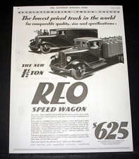1931 OLD MAGAZINE PRINT AD, THE NEW 1 & 1/2 TON REO SPEED WAGON TRUCK, FEATURES picture