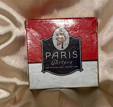 An Empty Vintage Red and Gray Advertising Box For Paris Menswear Garters. picture
