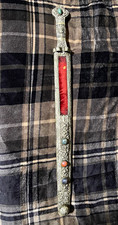 Antique-Style Tibetan Sword with Ornate Decorative Scabbard & Multi-Color Stones picture