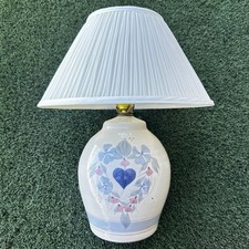 Vtg California Ceramic Mid-Century MCM Pottery Jug Lamp Hand Painted Heart Folk picture