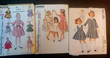 Simplicity Vintage Original Girls Dress Sewing Patterns Lot 3 4059 4966 5123 picture