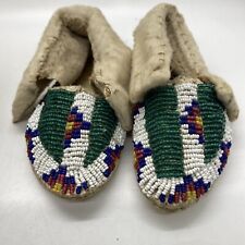 VINTAGE SIOUX BEADED INFANT CHILD MOCCASINS NATIVE AMERICAN picture