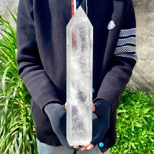 5.48LB Large Natural Clear White Crystal Obelisk Transparent Quartz Energy picture