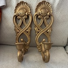 VTG 1988 Pair Homco MCM Wall Sconce Candle Holders Hollywood  Regency picture