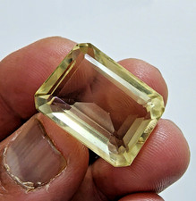 Beautiful Lemon Bio Quartz 39.90ct Faceted Stone Emerald Cut Yellow Gemstone picture
