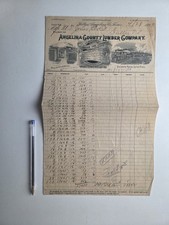 1899 Angelina County Lumber Company Keltys Texas Billhead Logging Train Sawmill picture