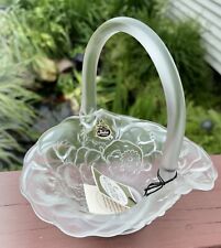 Fenton Clear Art Glass Floral Vase Basket Bowl NWT HANDMADE 1982 Flowers Handle picture