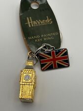 Harrods Keychain Key Ring Vintage Big Ben W British Flag Still Has Orig Tags picture