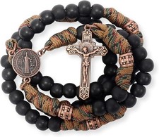 St Benedict Military Paracord Black Matte Beads Heavy Duty Rosaries picture