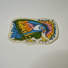 Vintage 70s-80s Psychedelic Bird Sticker Decal Retro Pop Art Colorful Neon Vtg picture