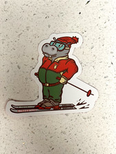 *NEW* Dutch Bros Sticker DECEMBER 2023 Skiing Hippo Skiing Winter Holiday picture