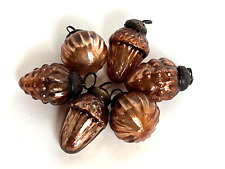 Creative Co-Op 6 Vintage Look Mercury Glass Ornaments Brown Acorn Pine Cone 1.5