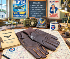 USAAF TYPE A-10 PILOT LEATHER FLYING GLOVES W/LABELS- SIZE LARGE picture
