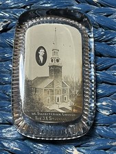 Antique 1st Presbyterian Church Elizabeth NJ glass paperweight Rev. JE Stuchell picture