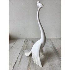Vintage ceramic swan stork cream statue figurine bird unique White picture