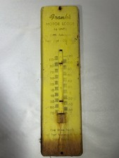 Vintage Franks Motor Lodge Fort Monmouth Yellow Advertising Thermometer Sign Inn picture
