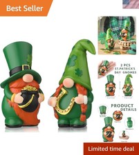 2 Pcs St Patrick's Day Gnomes Irish Kitchen Shamrock Resin Gnome Decor Swedis... picture