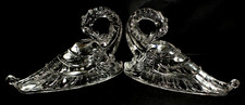 Pair Paden City DRAGON SWANS Clear Glass Good Condition RARE 10