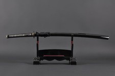 Crane Katana with 2-Tier Stand Real Sword Clay Tempered 1095 Steel Full Tang picture