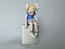 Vintage Lenox Green Mark TWIN Pigtail Girl Figurine Blue Dress Porcelain picture