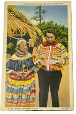 Florida Seminole Indians Good News Linen Postcard Curt Teich FL-13 Fort Lauderd picture