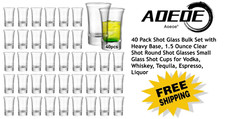 40 Pack Shot Glass Bulk Set with Heavy Base 1.5 Ounce Clear Round Shot Glasses picture