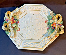 Fitz and Floyd Snowy Woods Octagon Serving Dish 10