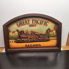 Vintage Great Pacific 1850 Railways 3D Train Relief Plaque Wall Art Decor Sign picture