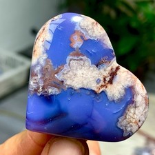 49G Natural Blue Cherry Blossoms agate Crystal Heart Quartz Mineral Specimen picture