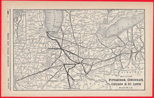 1895 Panhandle Route Railroad Map Pittsburgh Cincinnati Chicago St Louis Railway picture