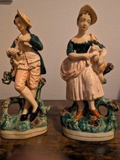 Vintage Borghese Porcelain Boy & Girl with Kittens Fugurines 7.5