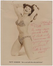 PATTI WAGGIN Burlesque Stripper Bettie Page Lookalike Signed Photo RARE Vintage picture