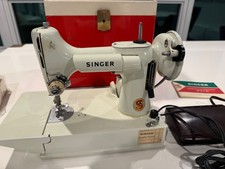 White Singer Featherweight 221k Sewing Machine in Super Rare Original Case picture