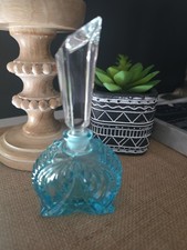 Vintage C.I.O. Collection Czech Republic Glass Perfume Bottle Blue Art Deco  picture