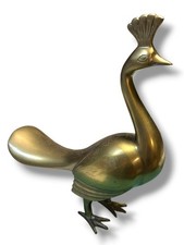 Vintage Brass Peacock Figurine Mid Century Bird Sculpture 14 Inch Decor picture