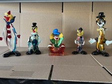 5 Vintage Murano Glass Clowns picture