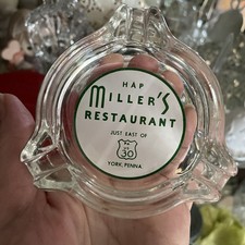 Vintage Marketing Ashtray HAP MILLER’S RESTAURANT YORK PA Tri-lobe picture