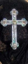 Handmade Olive Wood and Mother-of-Pearl / Abalone Crucifix carved in Bethlehem.  picture