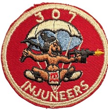 Stunning 307th PIR engineers “Injuneers”  white back WW2 original “No Glow” picture