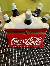 Vtg Coca-Cola Bottles Ceramic Cooler Hinged Lid Trinket Box Houston Harvest Gift picture
