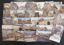 Prague Czech Republic Artist Minarick Beautiful Set of 28 City View Postcards picture