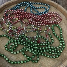 VINTAGE MERCURY GLASS BEAD GARLAND LOT Christmas Multi Color Japan Tree 26 FT picture