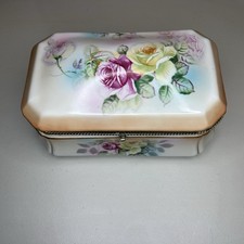 Vintage RS Prussia Japan Porcelain Jewelry Box Painted Roses picture