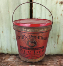 SWIFT'S PREMIUM Kettle Rendered 8 lb. Lard Can Tin Pail Vintage Advertising RARE picture